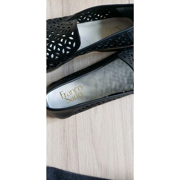 Franco Sarto Shoes Women 7M Black Berta Slip On Summer Classic Loafers Openweave - Picture 7 of 10